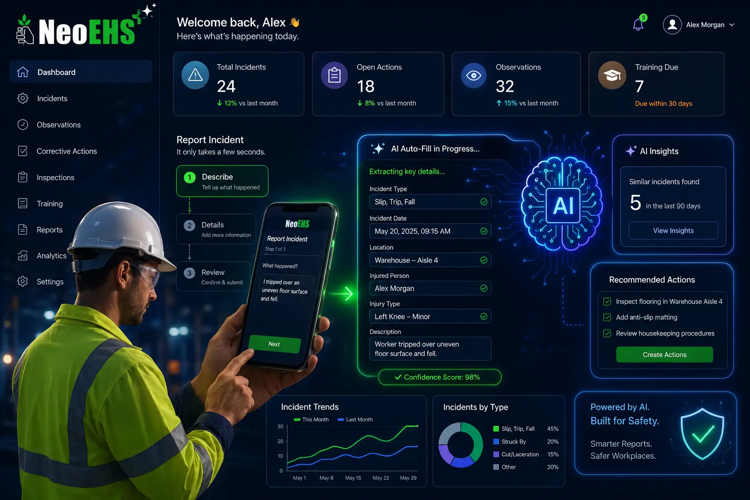 AI-Powered Incident Reporting Interface Mockup